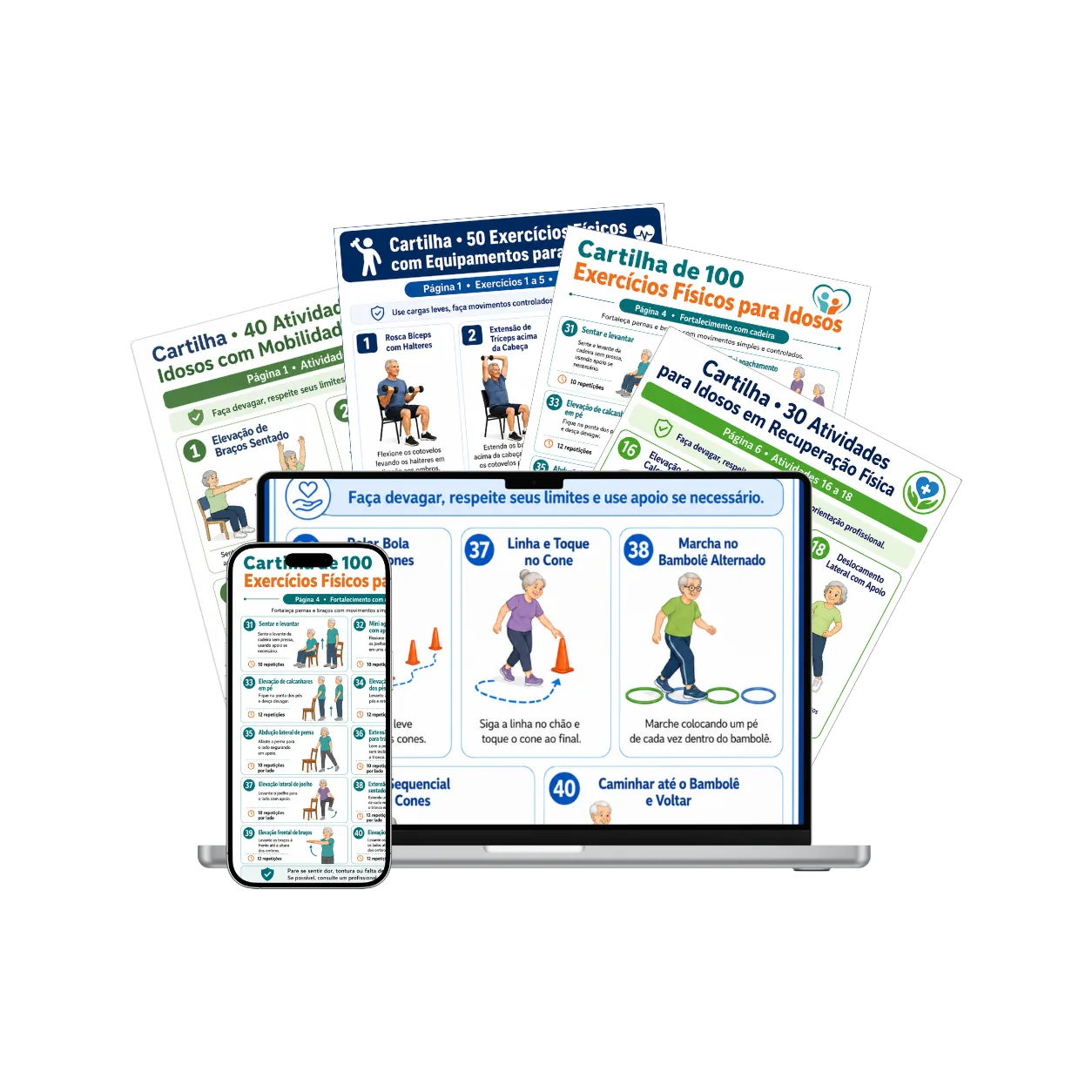 Kit Mais de 1100 atividades e exercícios adaptados para idosos