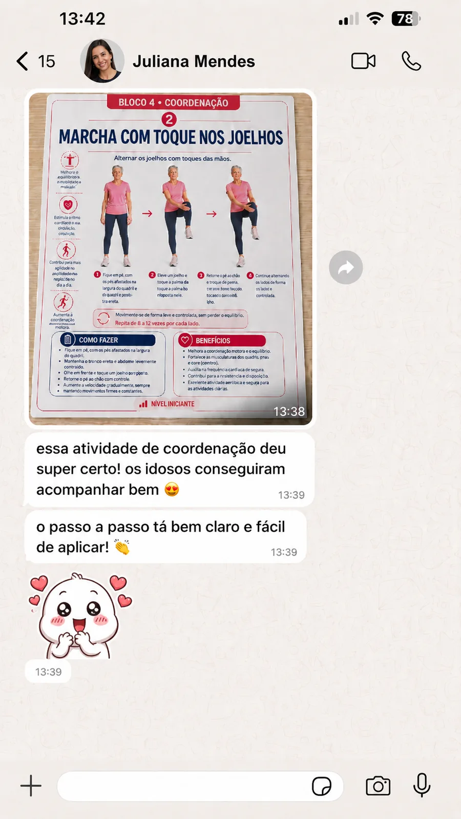 Conversa de WhatsApp da Juliana Mendes